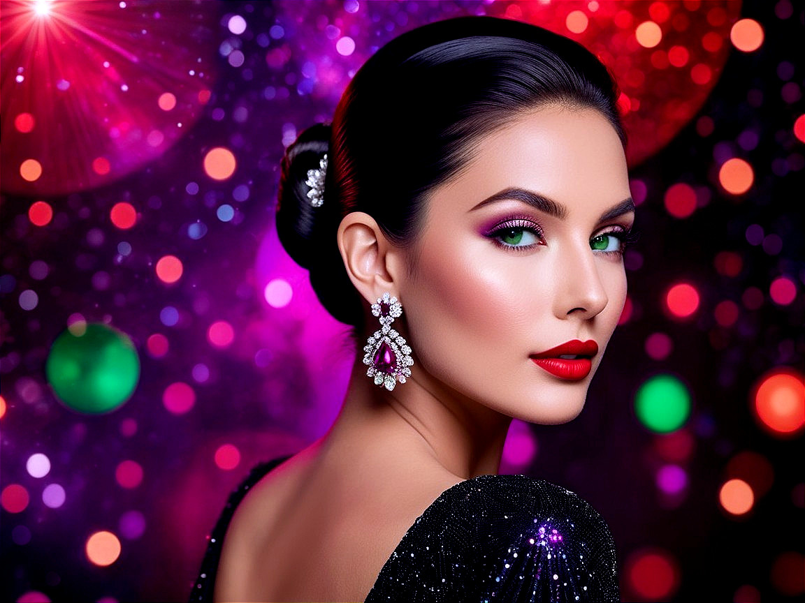 Glamorous Woman with Bold Makeup and Elegant Style