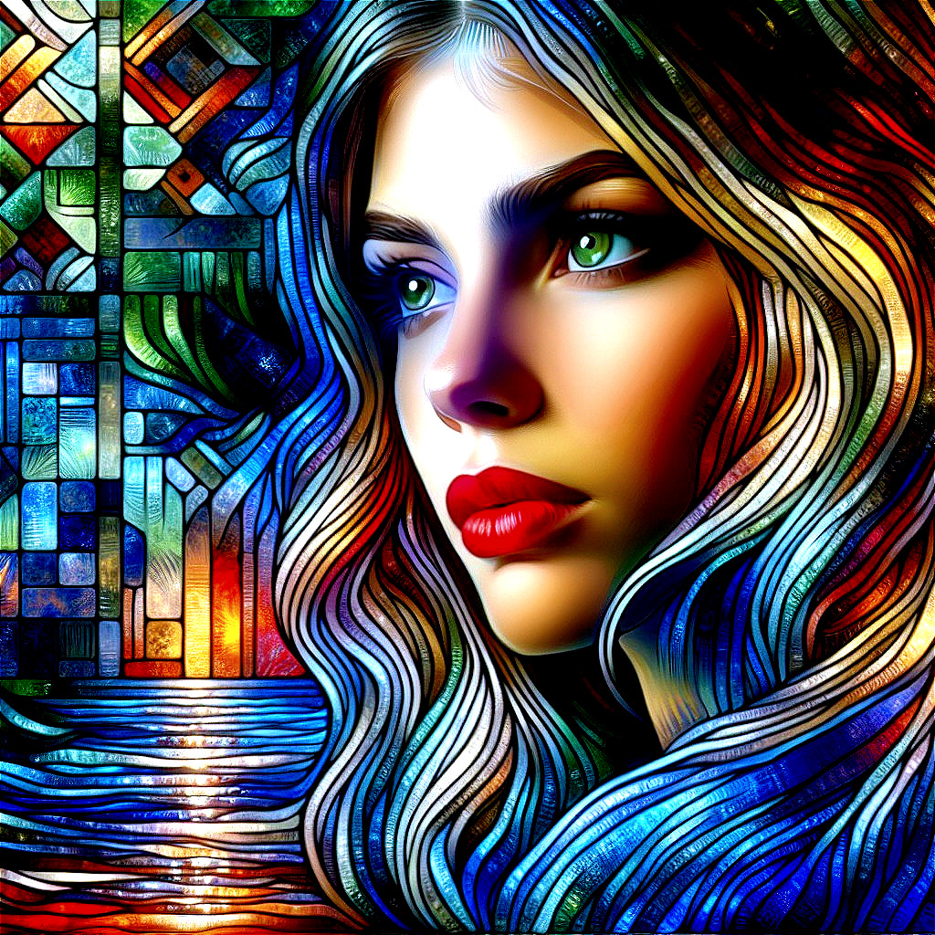 Stylized Portrait of a Young Woman with Colorful Background