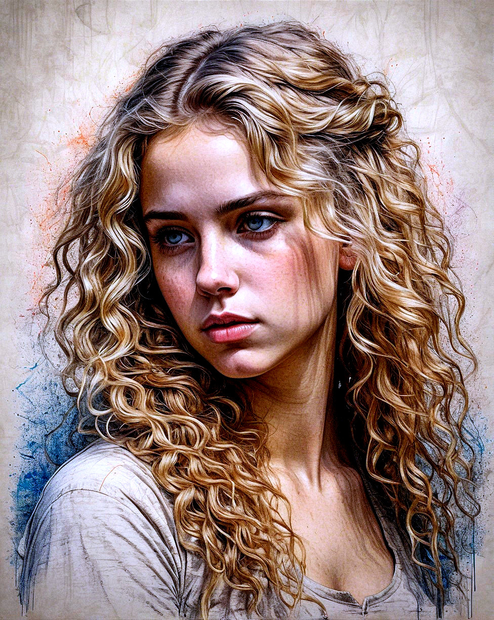 Photorealistic Watercolor Portrait of a Young Woman