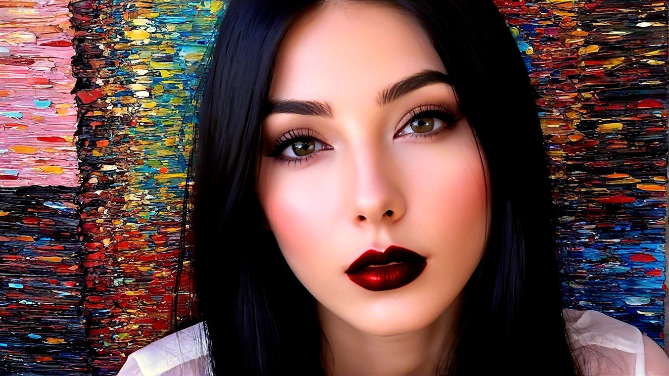 Portrait of a Young Woman with Dark Hair and Green Eyes