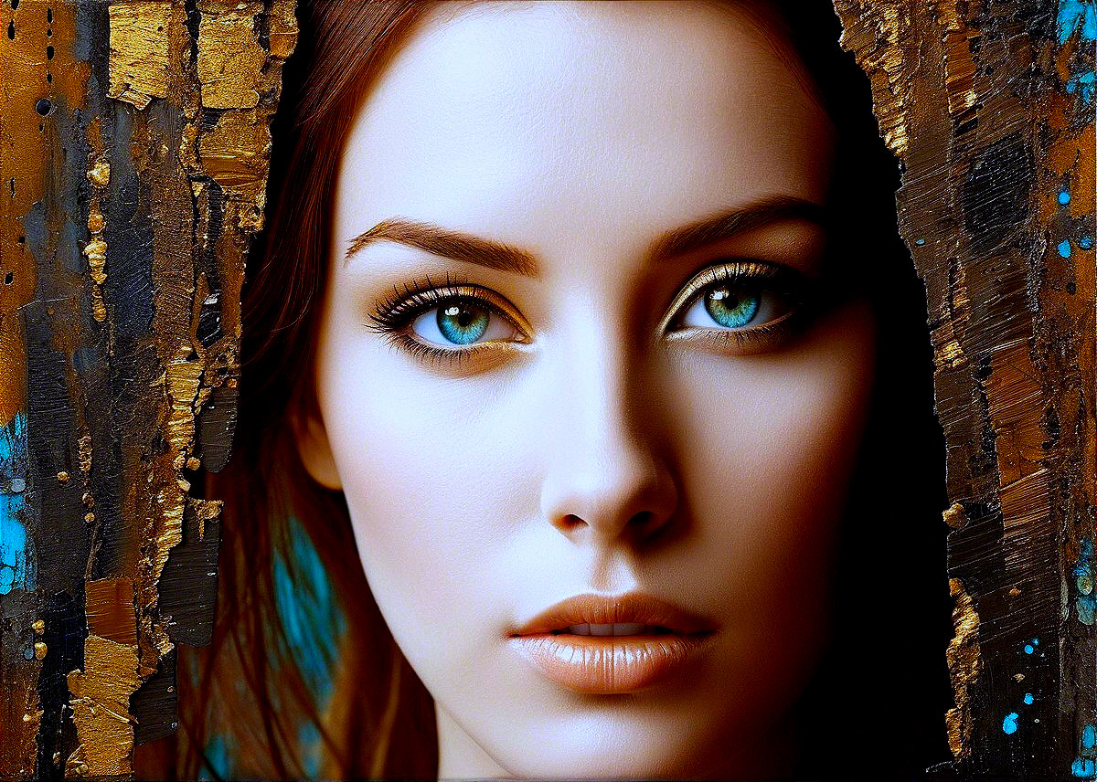 Portrait of a Young Woman with Emerald Green Eyes