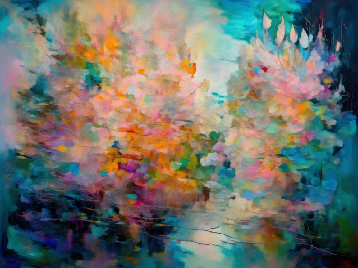 Vibrant Abstract Landscape with Lush Colorful Trees