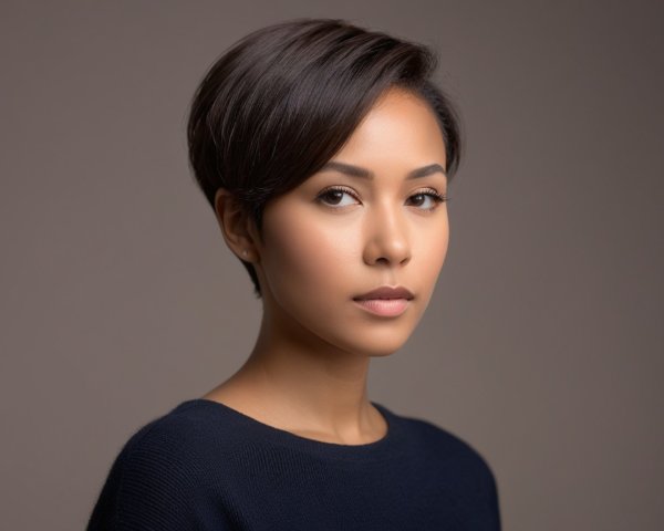 Close-Up Portrait of Confident Woman with Dark Hair