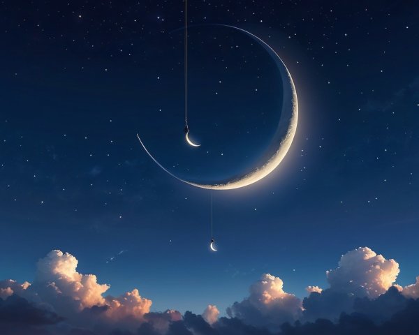 Fantasy Art of Night Sky with Moons and Stars