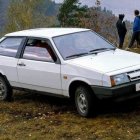 White Hatchback on Grassy Knoll with Ocean View
