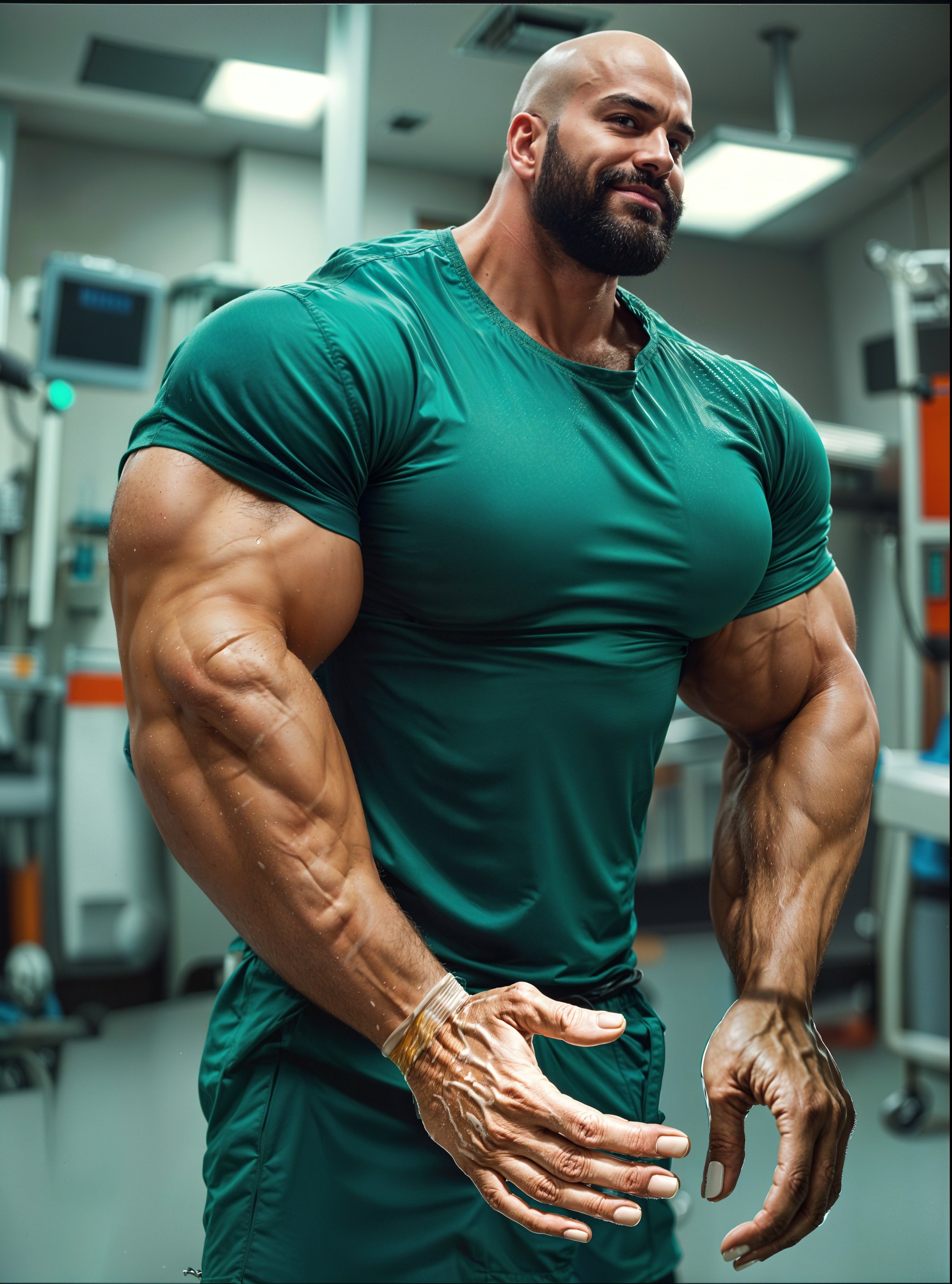 Muscular Individual Posing in a Gym Environment