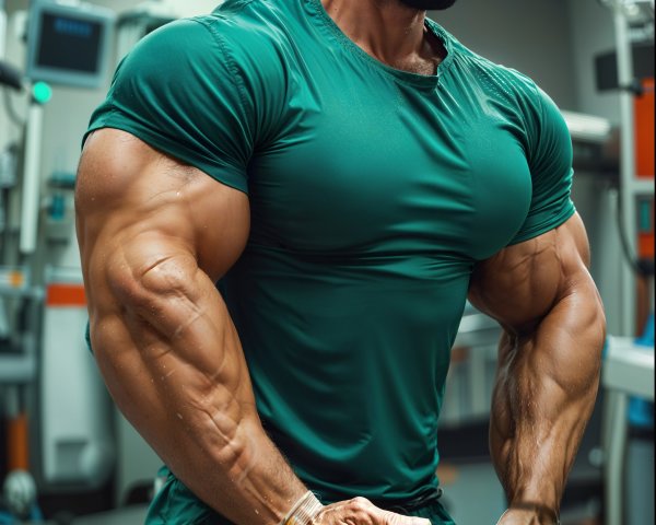 Muscular Individual Posing in a Gym Environment