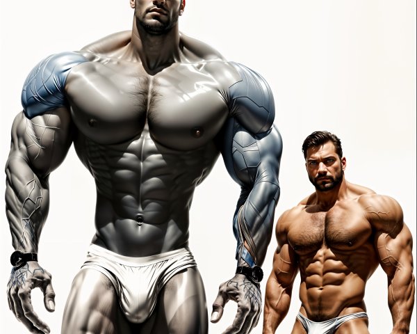 Muscular Figures with Robotic and Human Designs