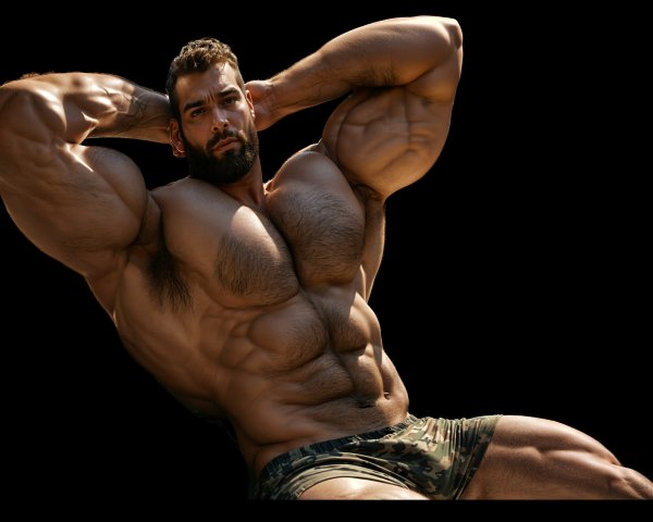 Muscular Man Performing Sit-Up with Defined Physique