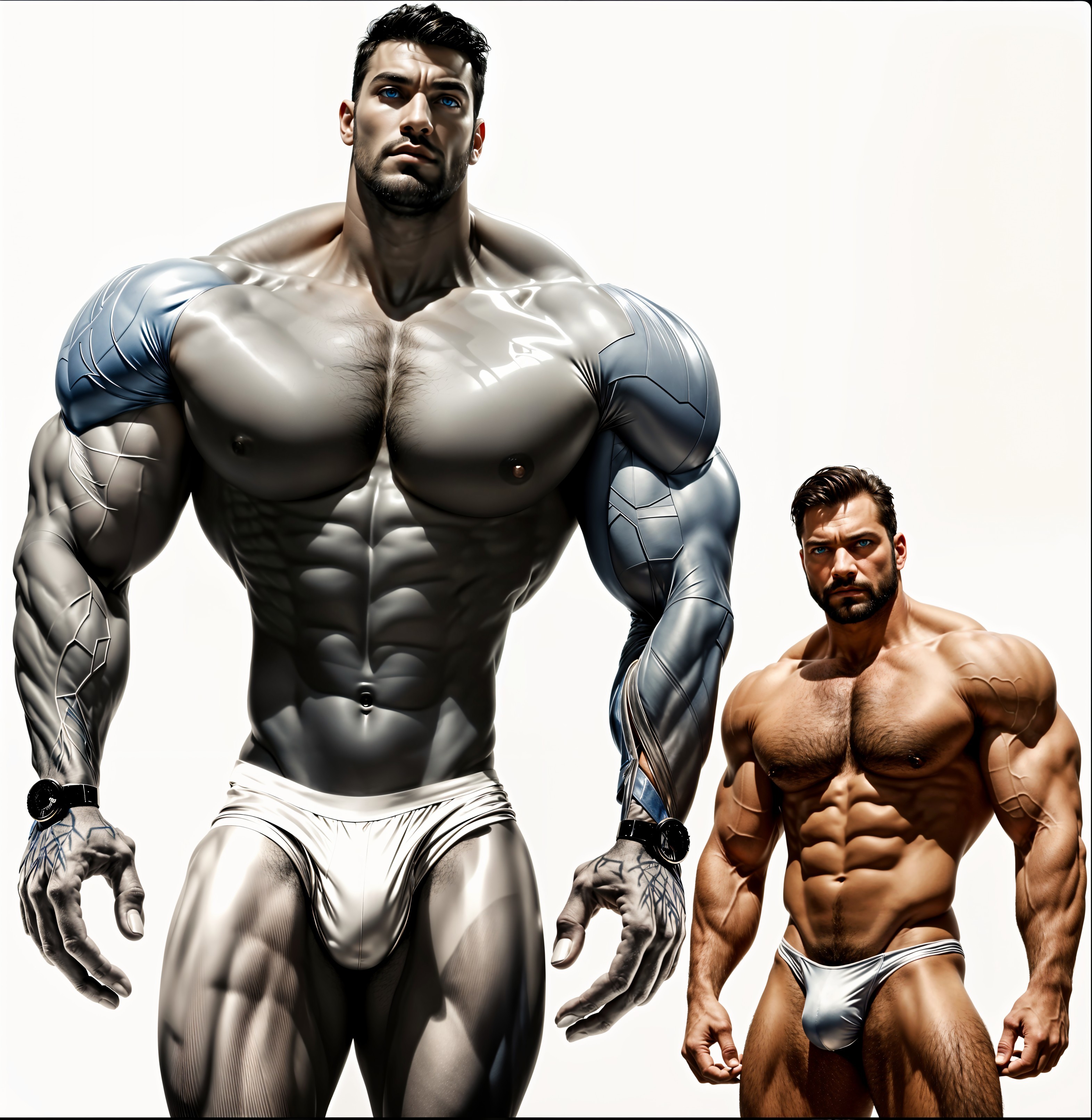 Muscular Figures with Robotic and Human Designs