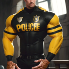 Muscular Police Officer in Tight-Fitting Uniform