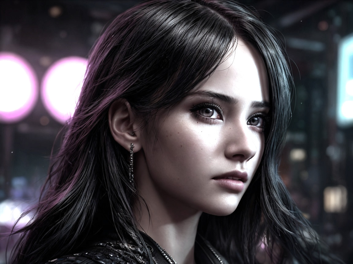 Close-Up Portrait of a Young Woman with Urban Background