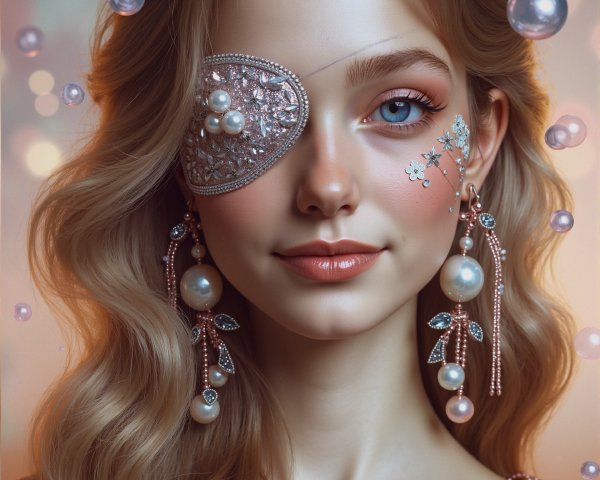 Young woman with wavy hair and ornate accessories