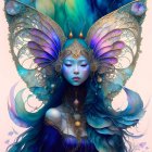 Fantasy Portrait of a Young Woman with Butterfly Wings