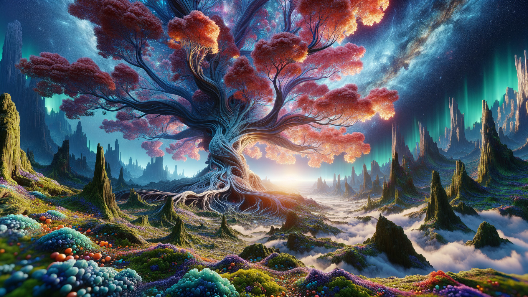 Majestic Tree in a Surreal Fantastical Landscape