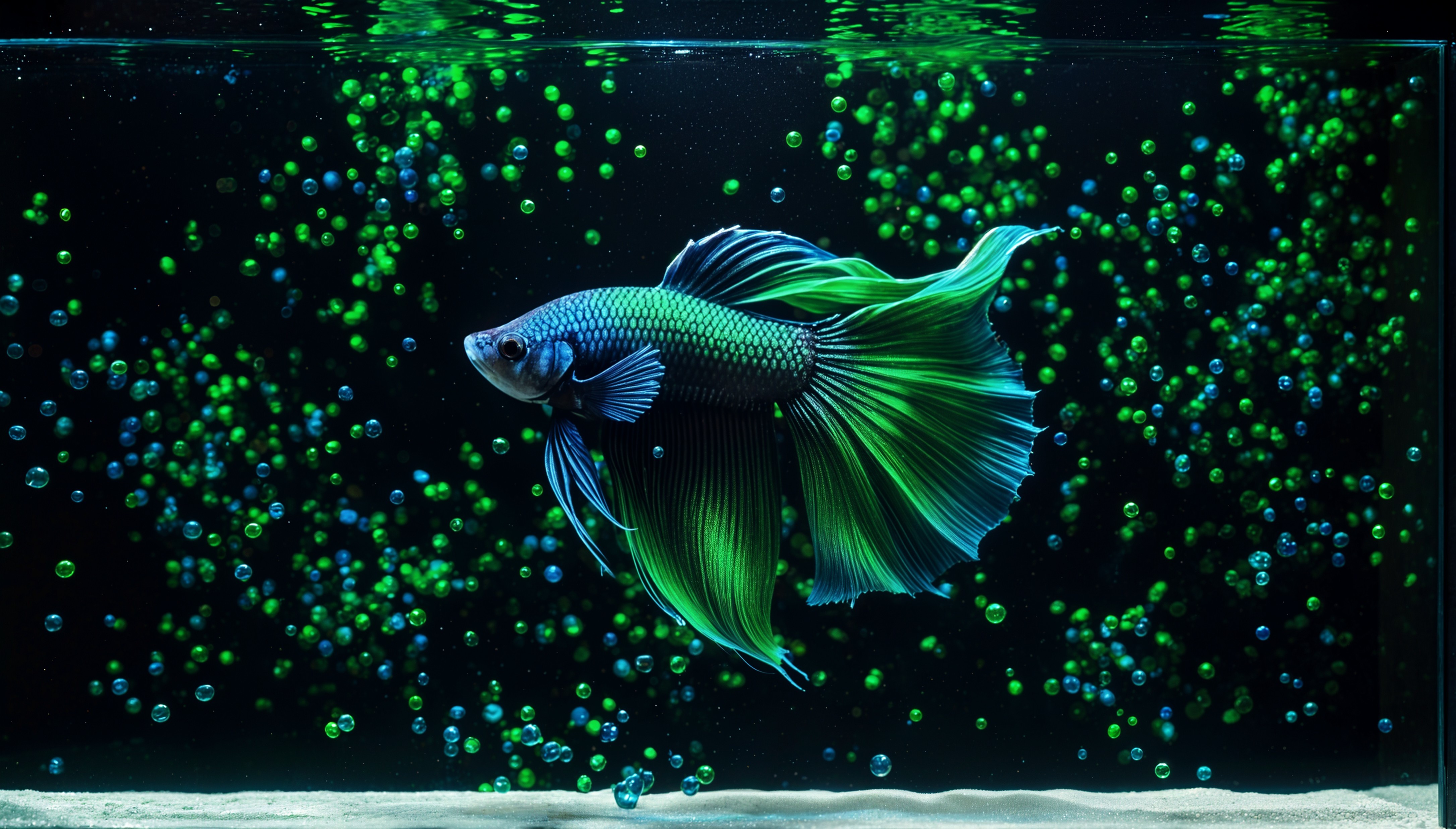Close-Up of Vibrant Siamese Fighting Fish in Aquarium