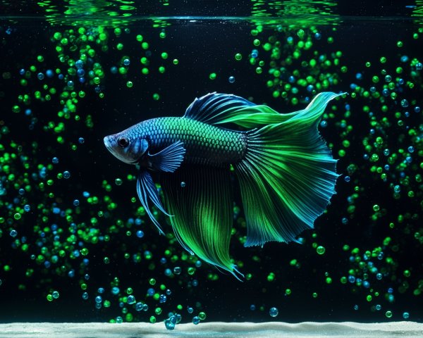 Close-Up of Vibrant Siamese Fighting Fish in Aquarium