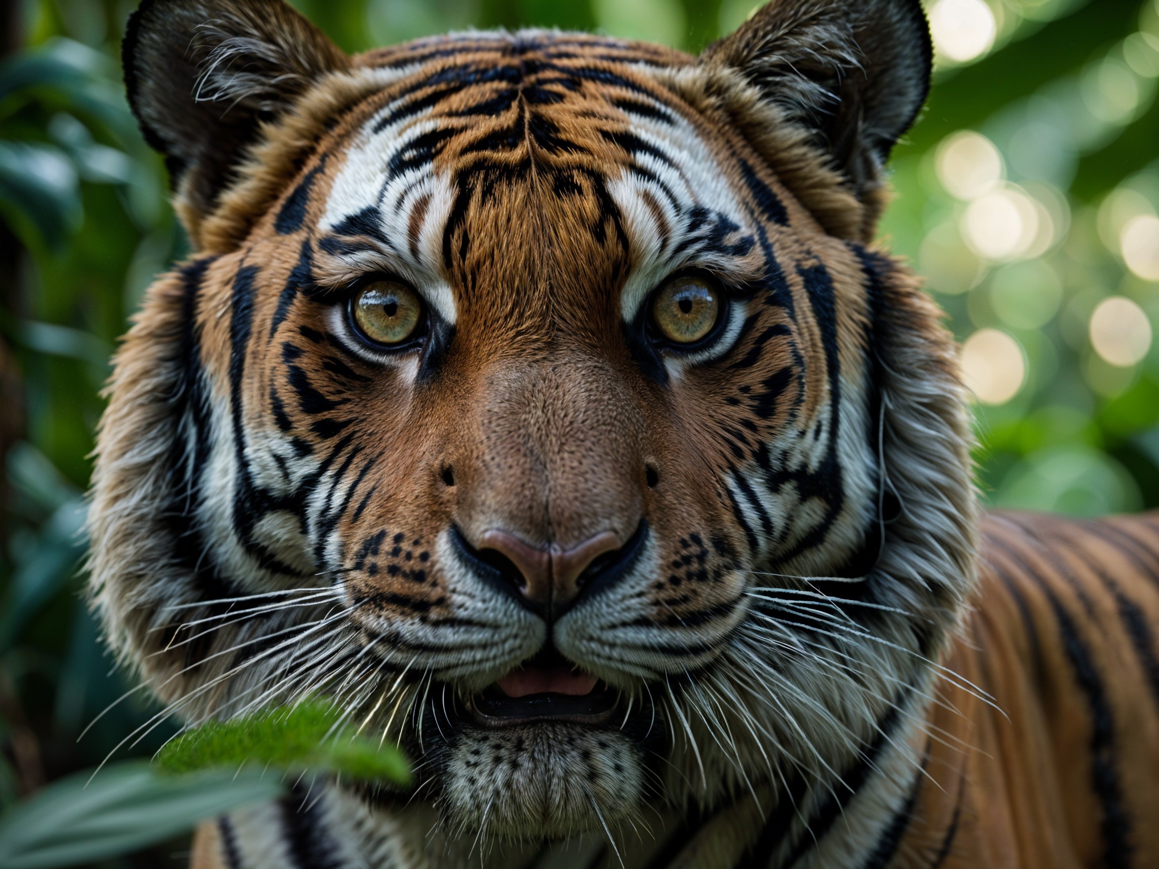 Close-up of a majestic tiger with striking fur and eyes