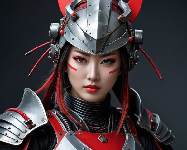 Futuristic Warrior Portrait with Samurai Influences