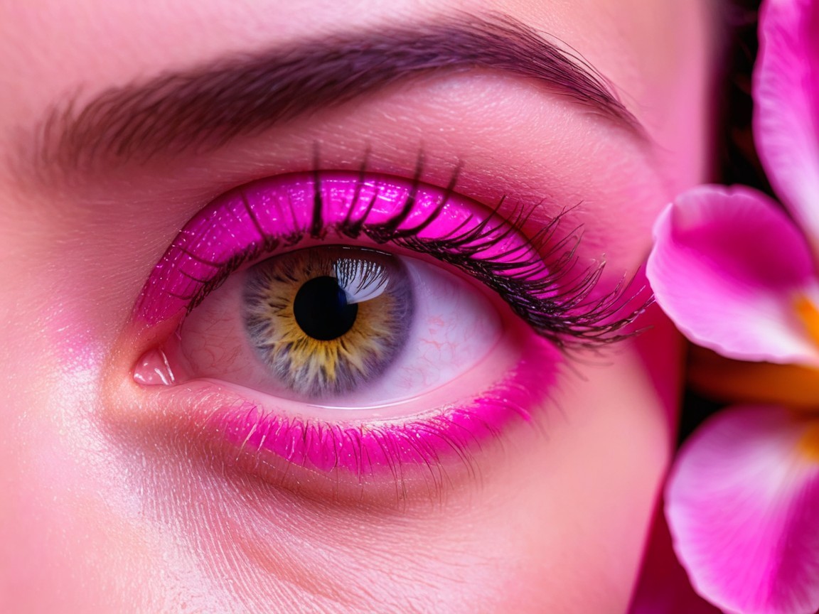 Close-up of a vibrant eye with bold makeup details