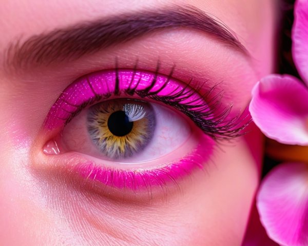 Close-up of a vibrant eye with bold makeup details