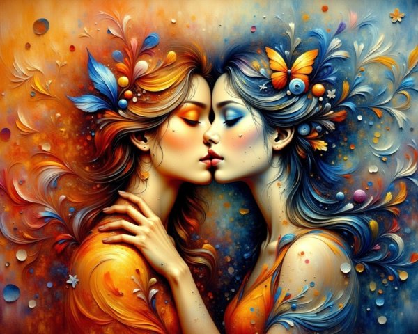 Ethereal Women Embraced in Nature-Inspired Art