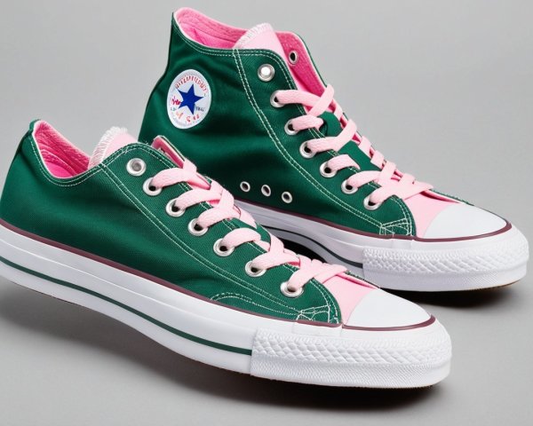 Stylish high-top sneakers in green and pink design