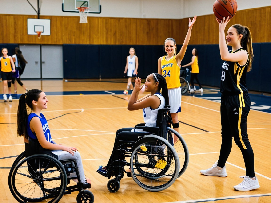 Inclusive Sports Scene with Wheelchair Athletes