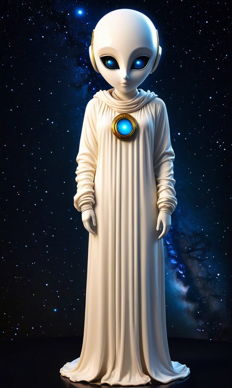 Humanoid Alien Figure in Deep Space Setting