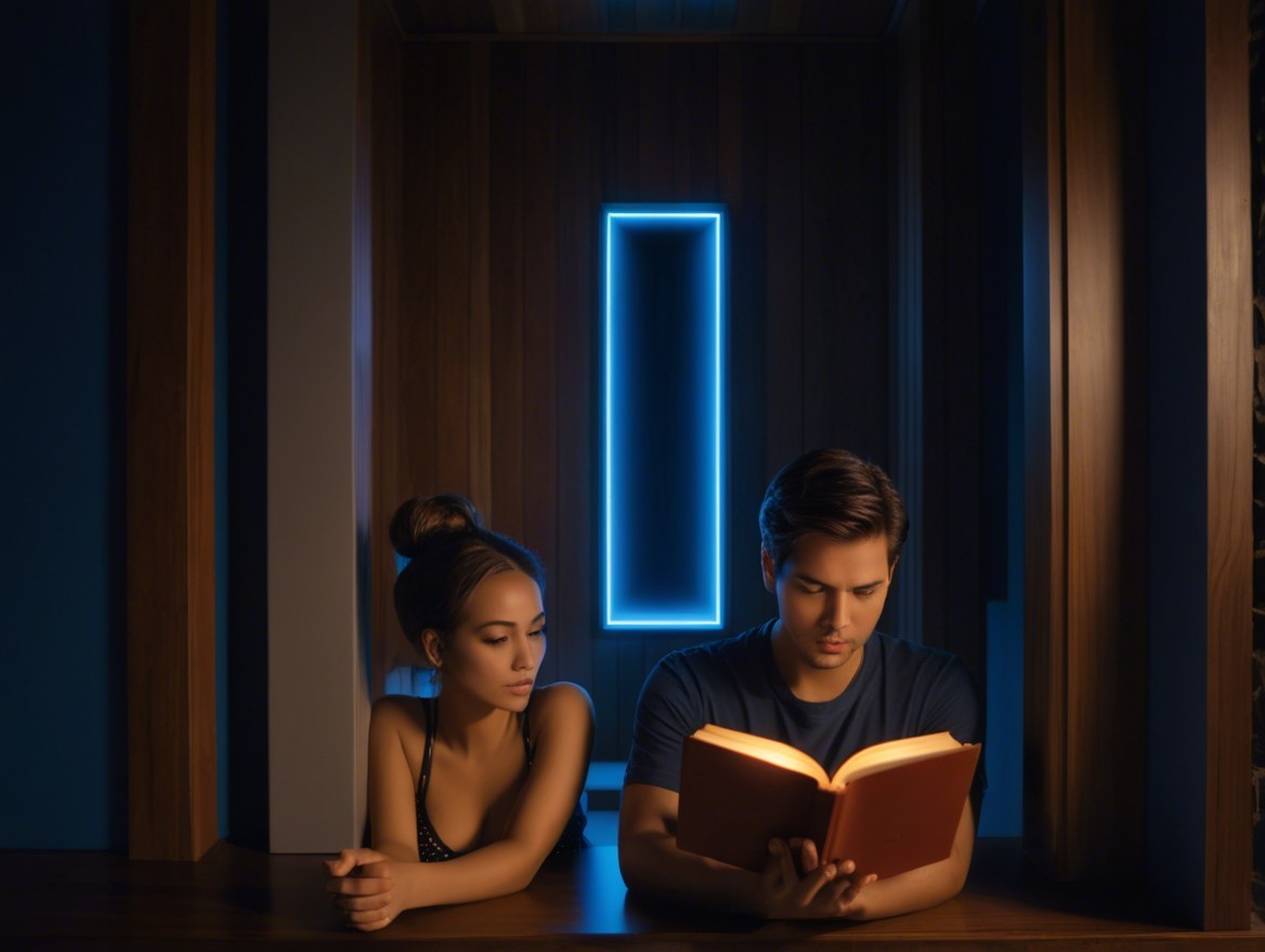 Cozy Reading Scene with Warm Lighting and Intimacy