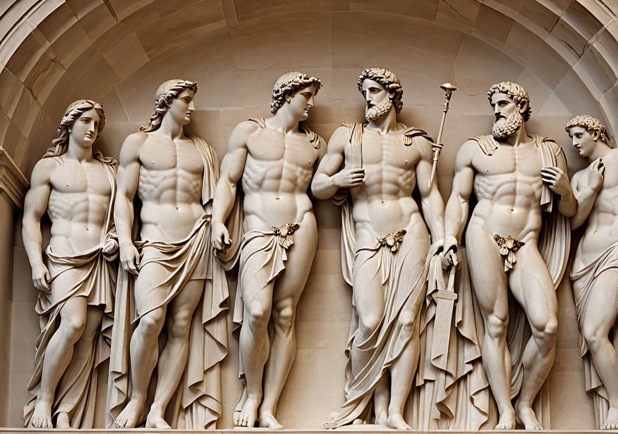 Classical Sculpture of Five Muscular Male Figures