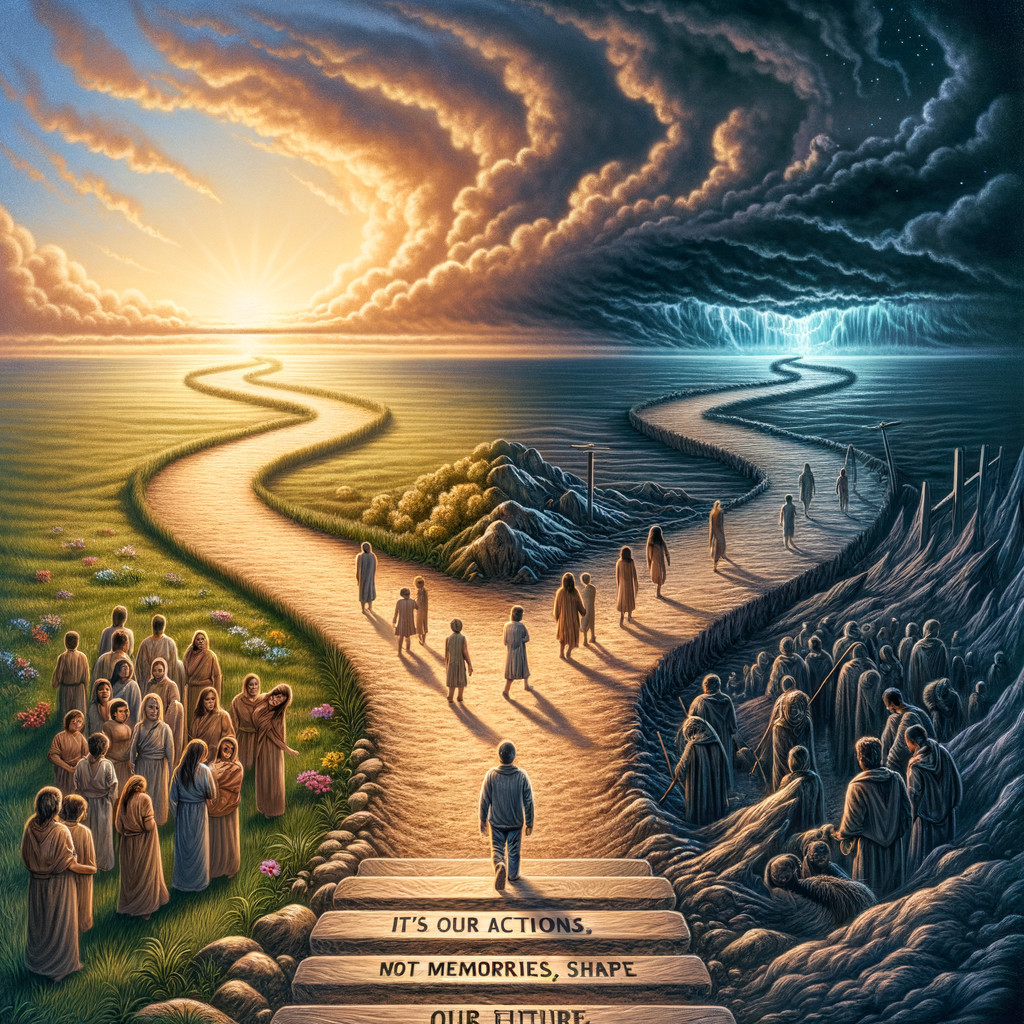 Surreal Landscape of Hope and Despair at Crossroads