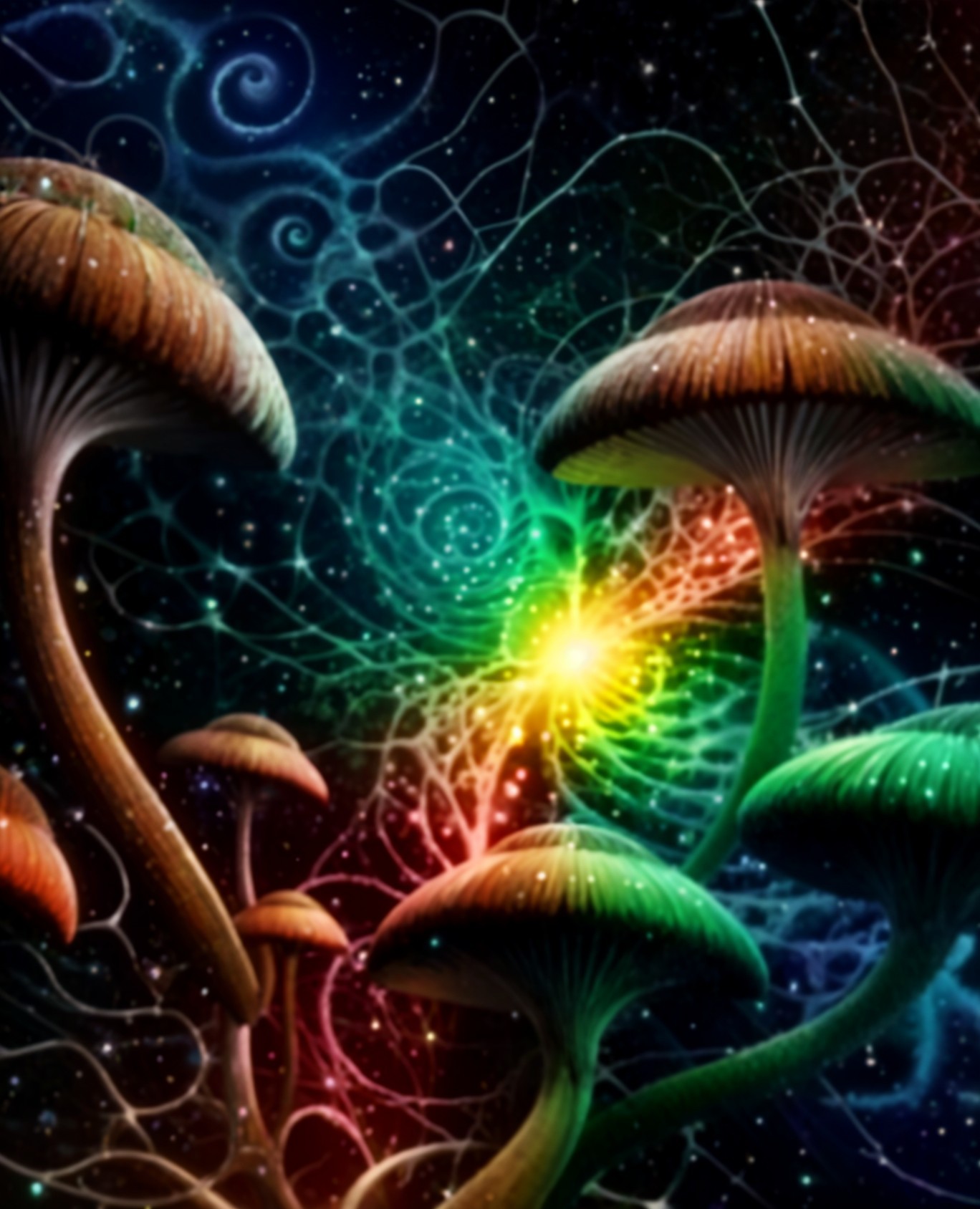 Cosmic Mushrooms in a Vibrant Galaxy Scene