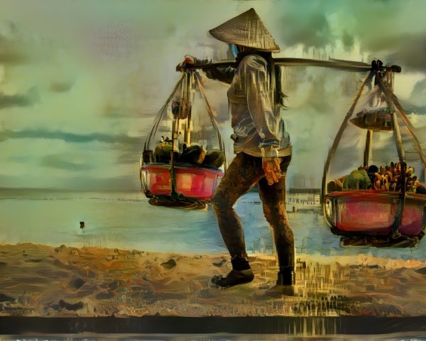 Woman in traditional attire on a sandy beach