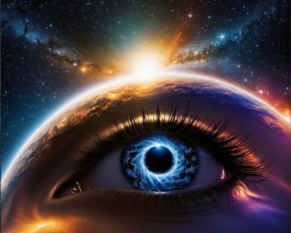 Cosmic Eye Surrounded by Galaxies and Stars