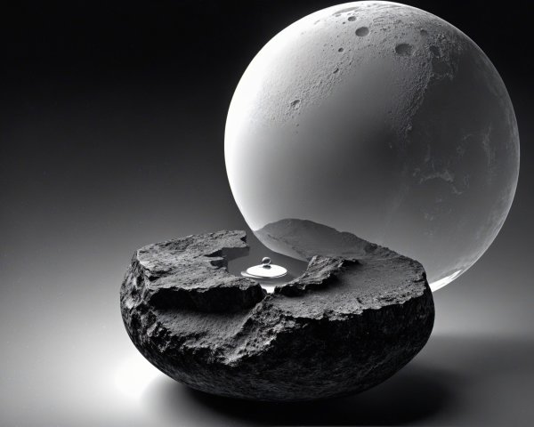 Surreal Landscape with Moon and Futuristic Device