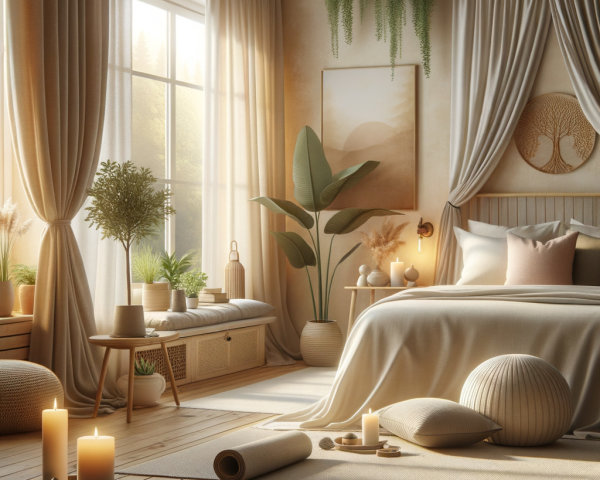 Serene Bedroom with Natural Light and Cozy Decor