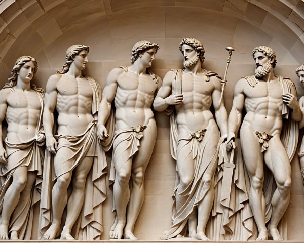 Classical Sculpture of Five Muscular Male Figures