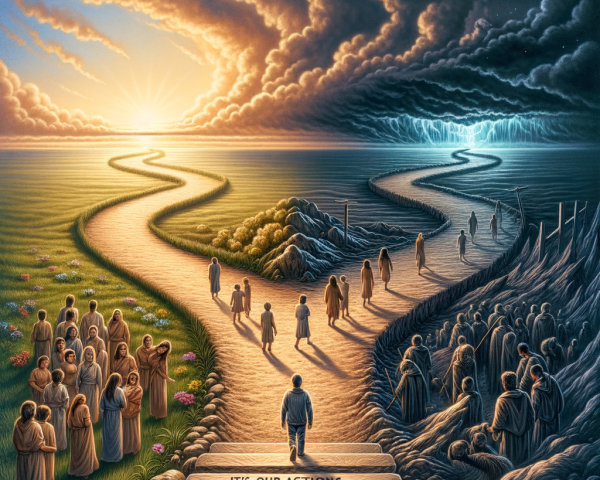 Surreal Landscape of Hope and Despair at Crossroads