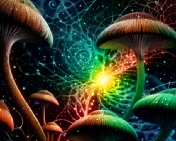 Cosmic Mushrooms in a Vibrant Galaxy Scene