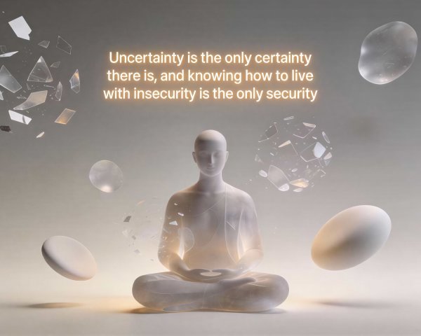 3D Render of Translucent Buddha Figure with Shapes