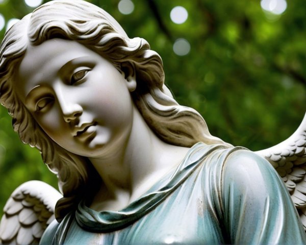 Serene Angelic Figure with Detailed Wings and Robe