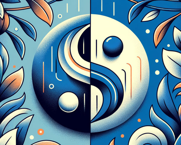 Intricate Yin Yang Symbol Surrounded by Vibrant Leaves