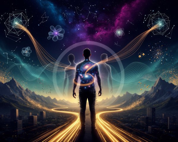 Ultra-Realistic Man Over Futuristic Sci-Fi Cityscape