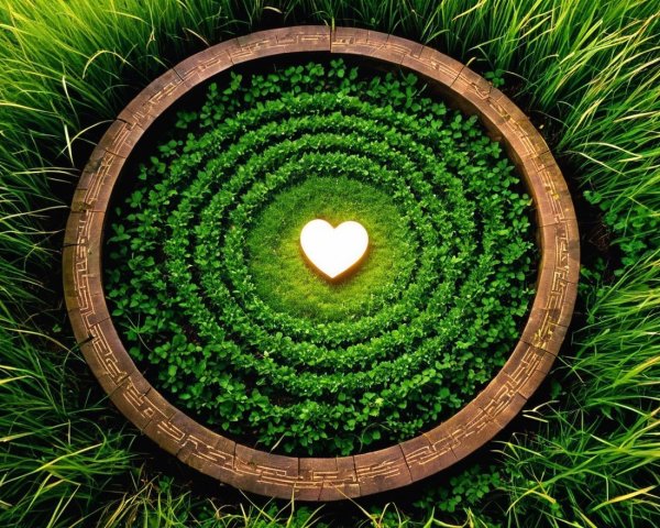 Circular Garden Design with Heart-Shaped Centerpiece