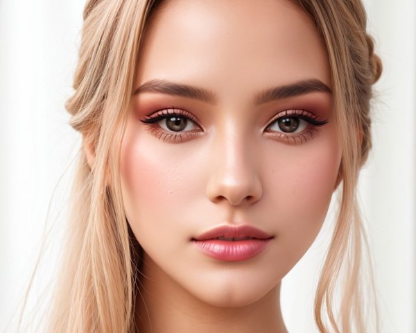 Young woman with elegant blonde hair and soft makeup