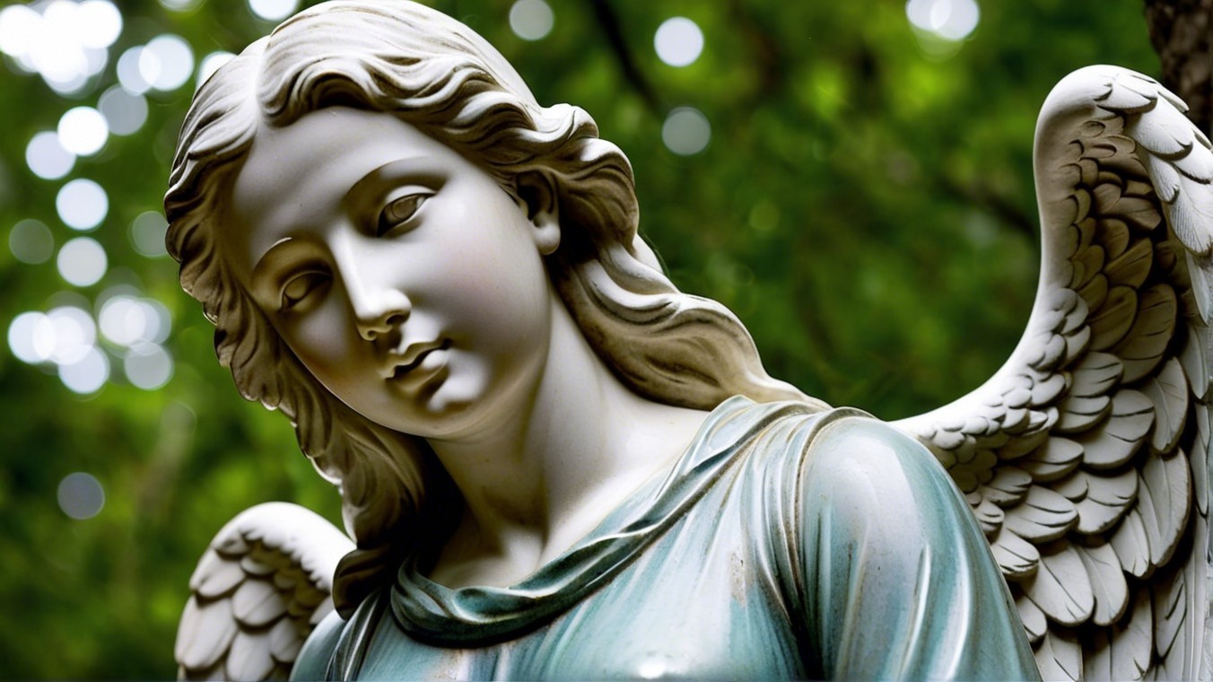 Serene Angelic Figure with Detailed Wings and Robe