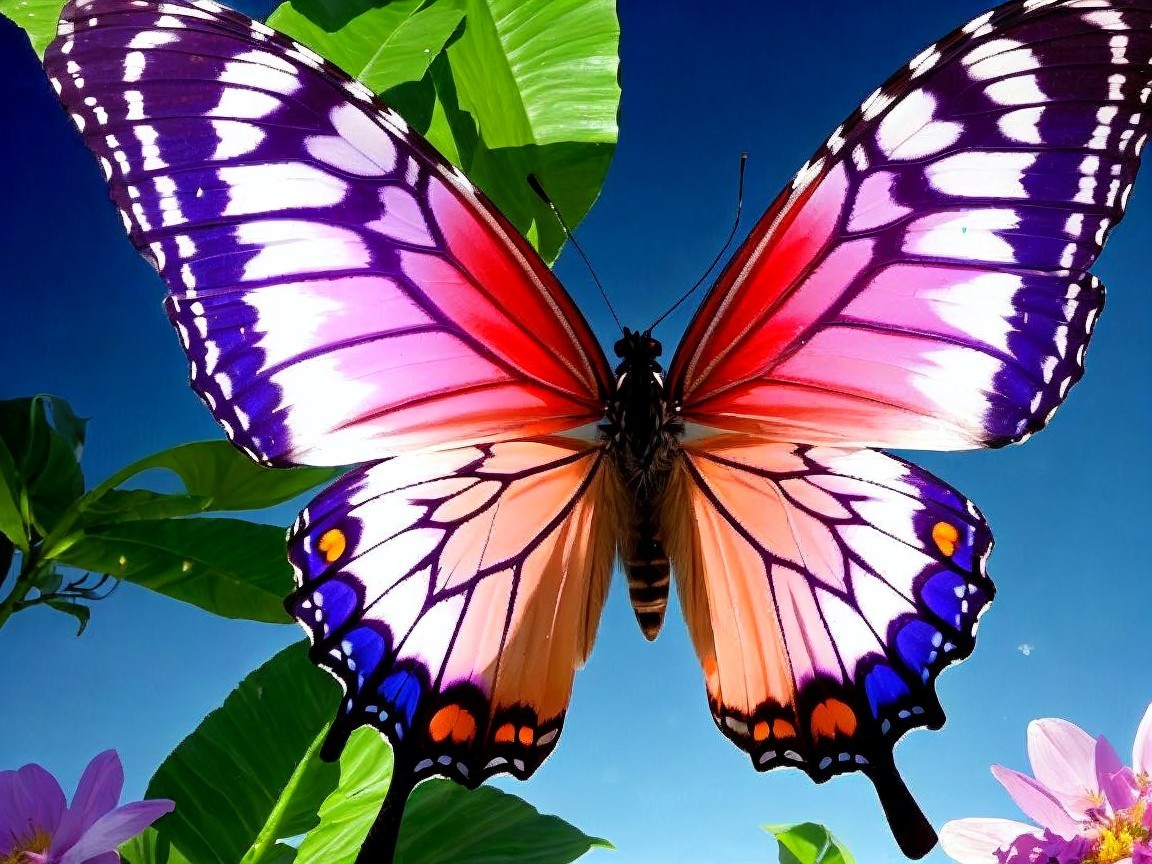 Vibrant Butterfly with Colorful Wings in Natural Setting