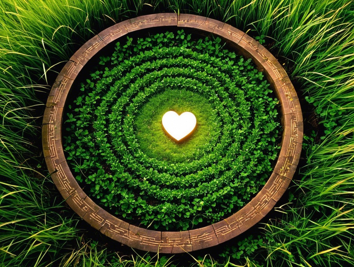 Circular Garden Design with Heart-Shaped Centerpiece