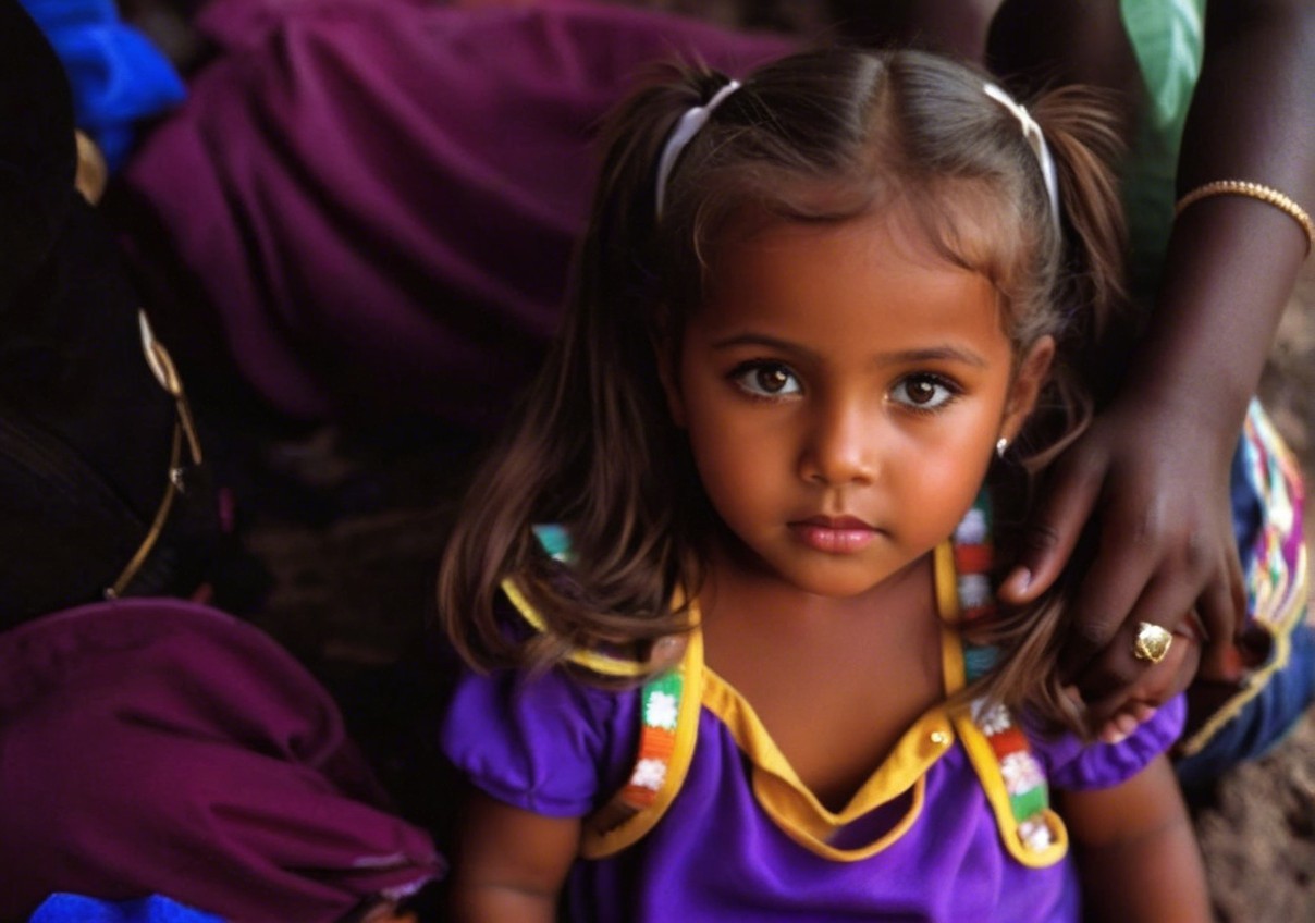 Young girl in purple dress with pigtails and backpack